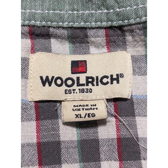 Woolrich Shirt Men XL Green Short Sleeve Cotton Pockets Button Front Collared - Picture 9 of 13